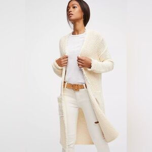 Free People Knit Wouldn’t Knit Be Nice Cardi in ivory